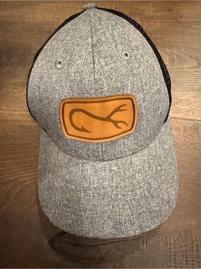 Arcadian Outfitters Gray Black Fish Hook Patch Trucker Hat Snapback